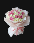 Mix Bouquet of pink and white roses with white bouquet 