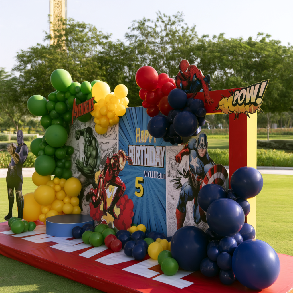 Superheroes Birthday Party Setup Dubai