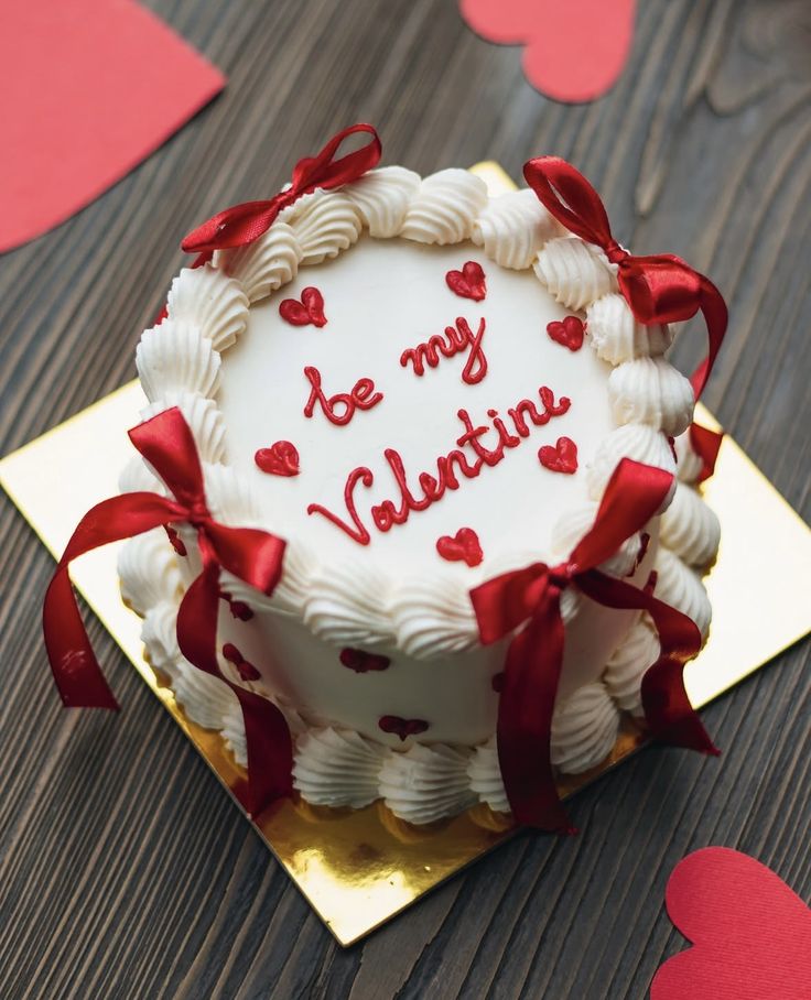 Red ribbon cake