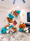 Orange, Blue, White Balloons Arch Setup Dubai 