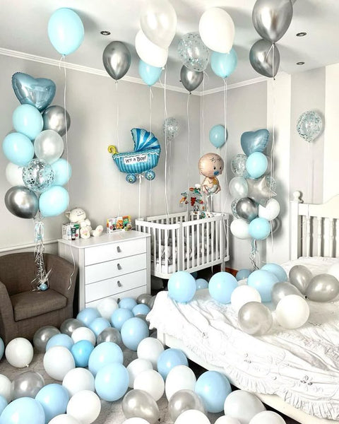 soft blue baby decor